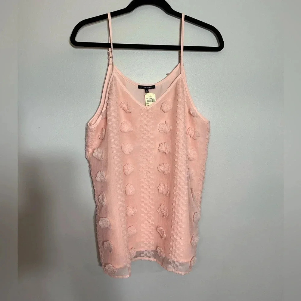 NWT Staccato Tank Top Pink/Peach Texture Detail Dressy Size M